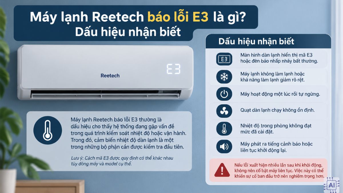 Máy lạnh Reetech báo lỗi E3 
