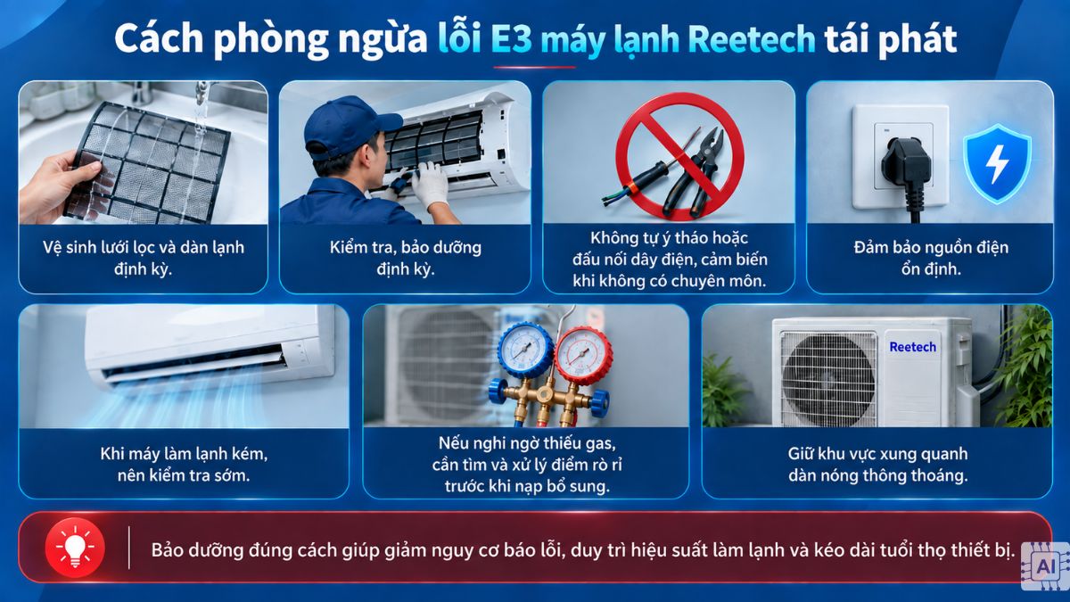 Cách phòng ngừa lỗi E3 máy lạnh Reetech tái phát