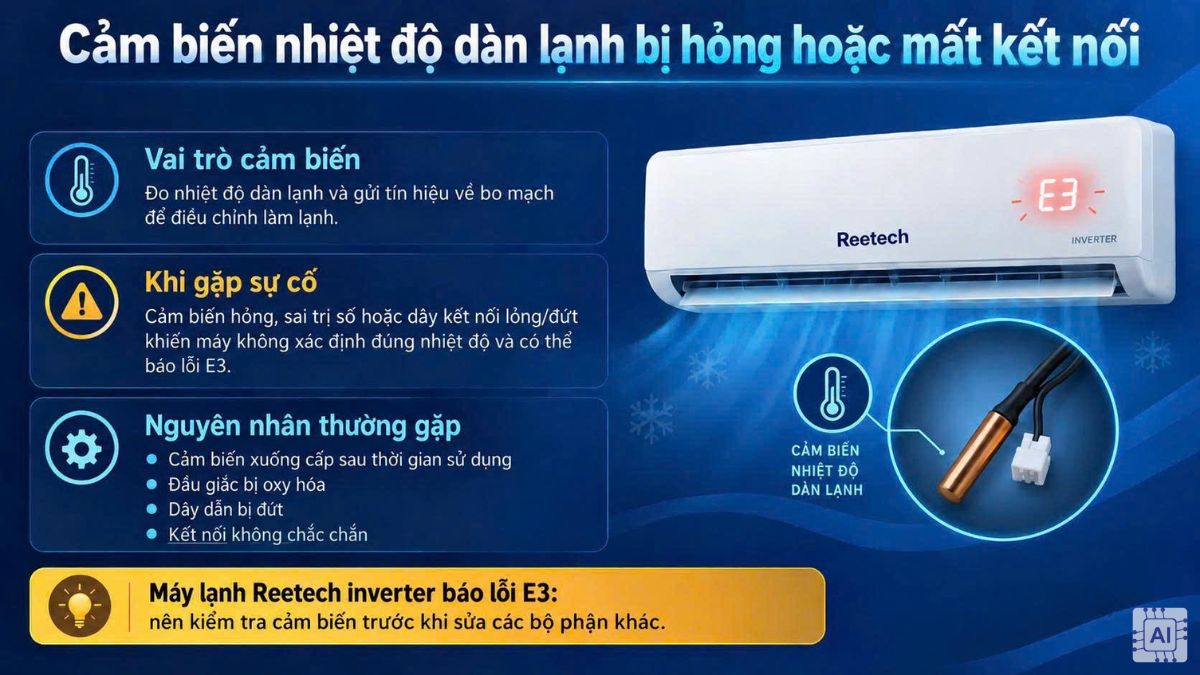 Nguyên nhân máy lạnh Reetech báo lỗi E3