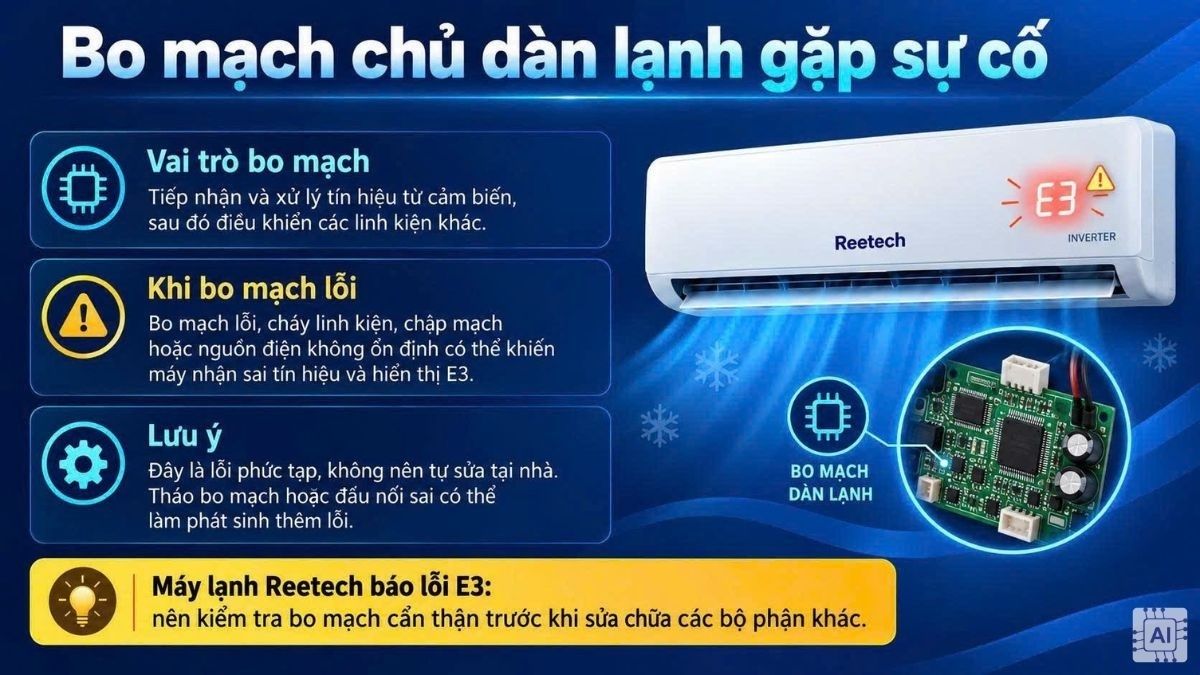 Bo mạch chủ dàn lạnh gặp sự cố