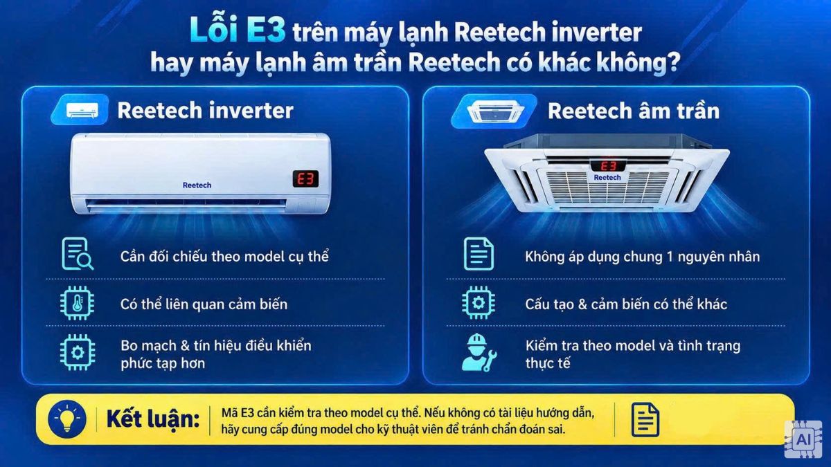 Lỗi E3 trên máy lạnh Reetech inverter