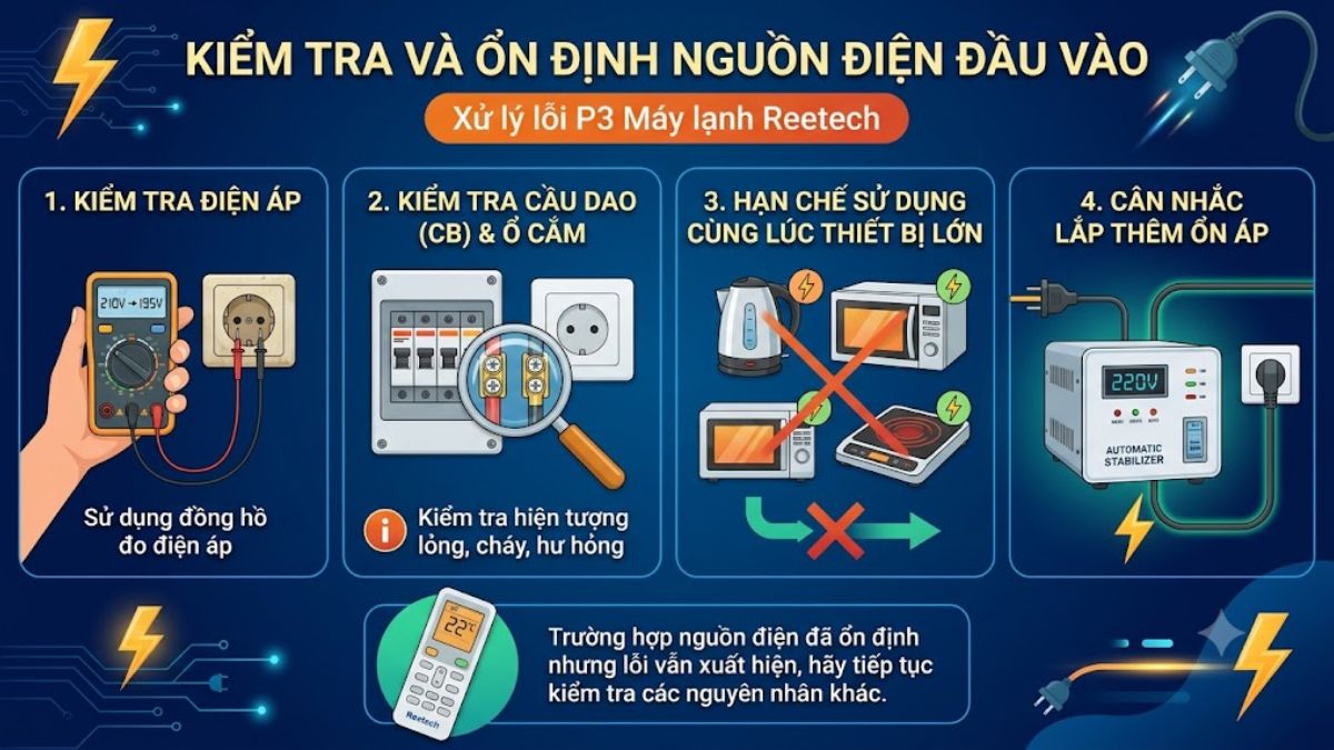 Cách khắc phục lỗi P3 máy lạnh Reetech
