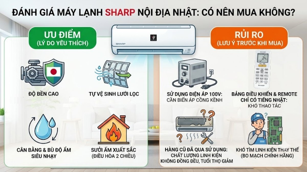 Máy lạnh Sharp nội địa Nhật có tốt không?