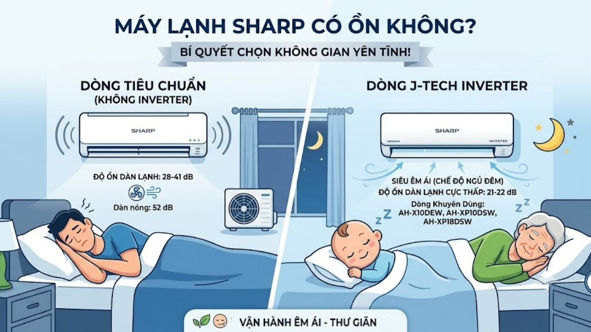 Máy lạnh Sharp có ồn không?