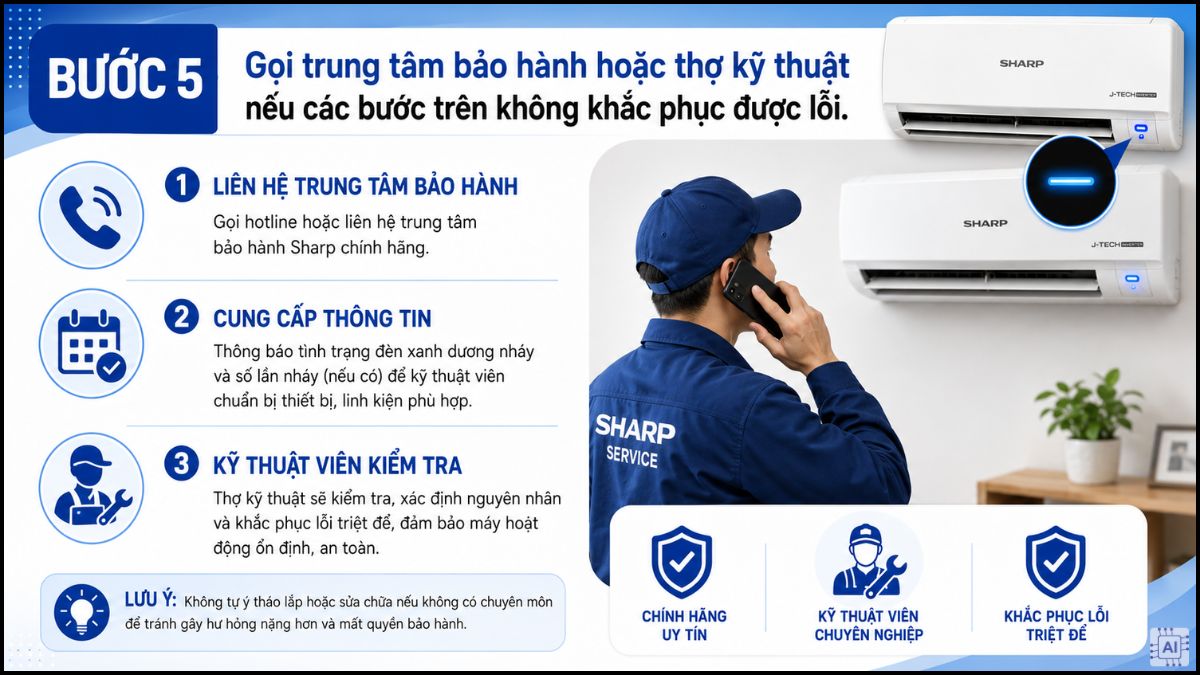 Gọi trung tâm bảo hành hoặc thợ kỹ thuật