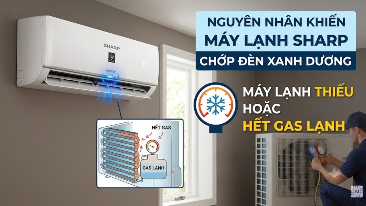 Nguyên nhân khiến máy lạnh Sharp chớp đèn xanh dương