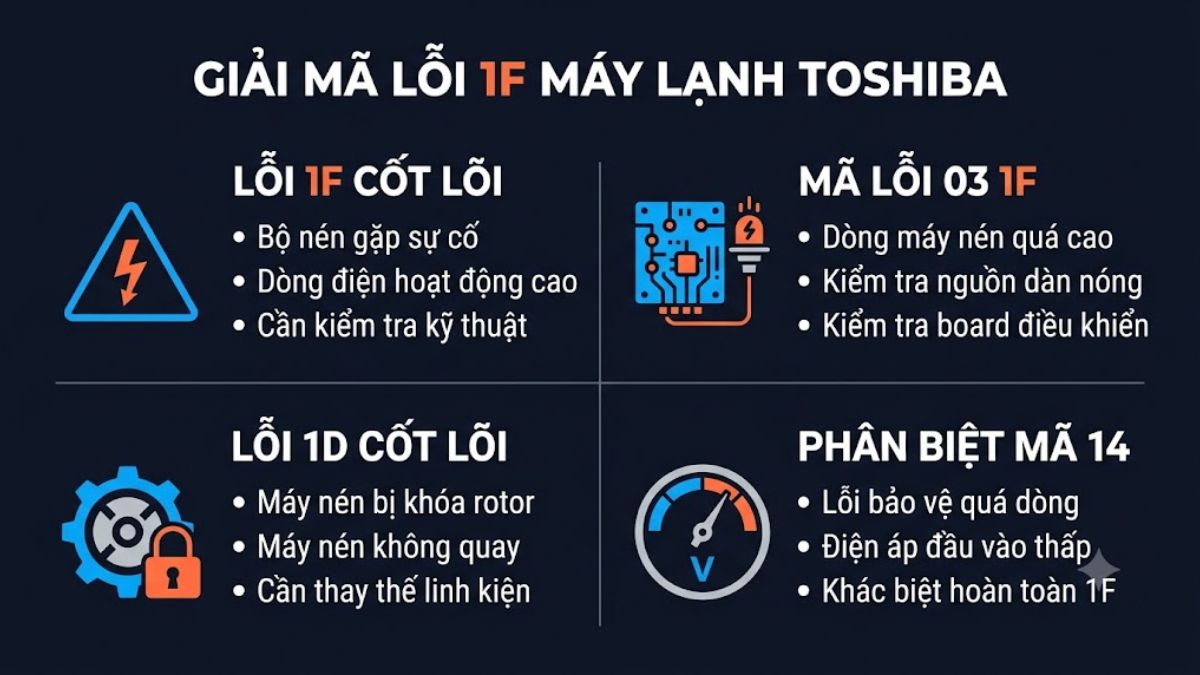 Lỗi 1F trên máy lạnh Toshiba