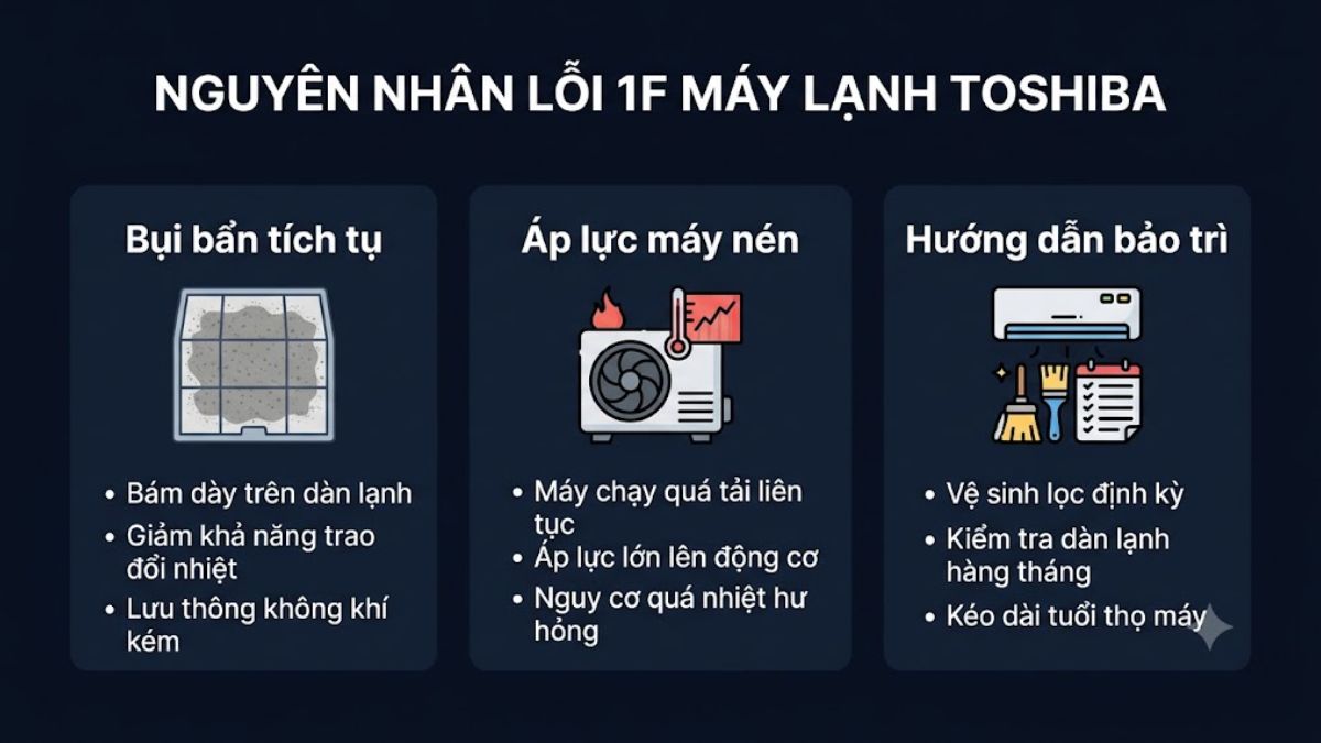 Nguyên nhân gây lỗi F1 máy lạnh Toshiba