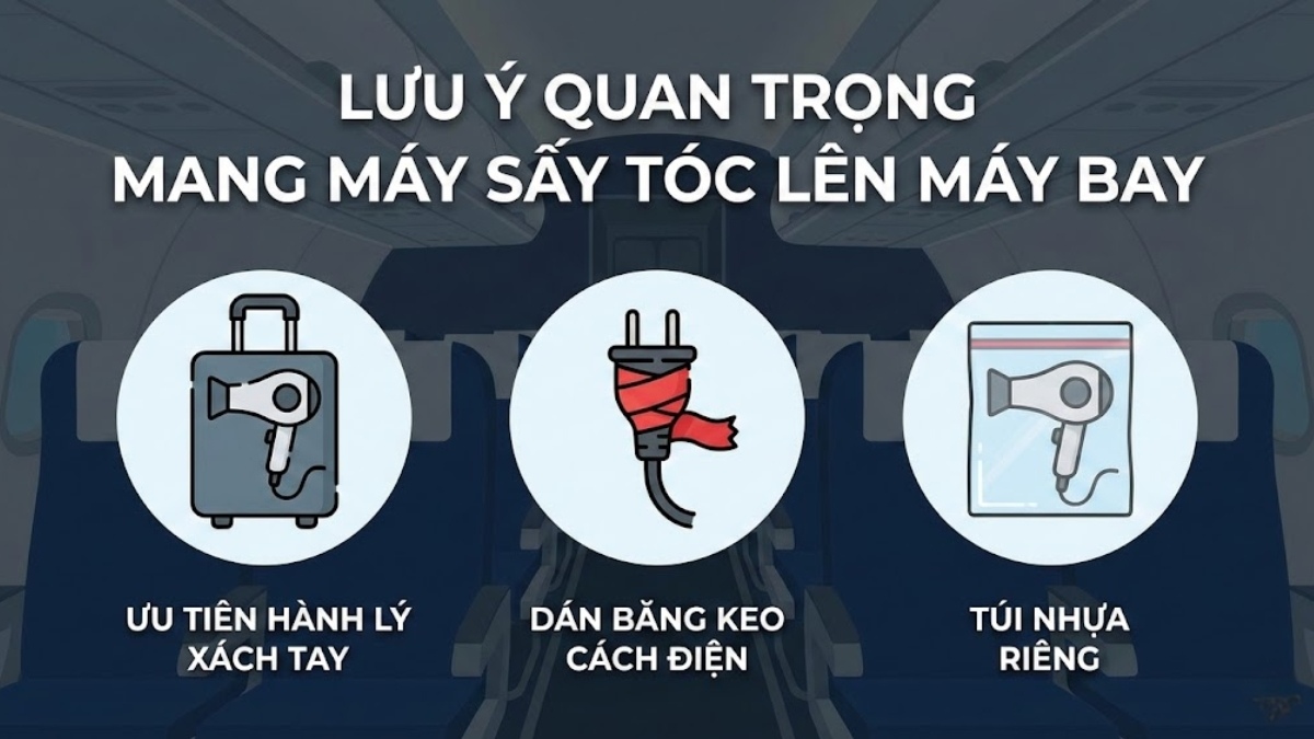 Lưu ý quan trọng khi mang máy sấy tóc lên máy bay