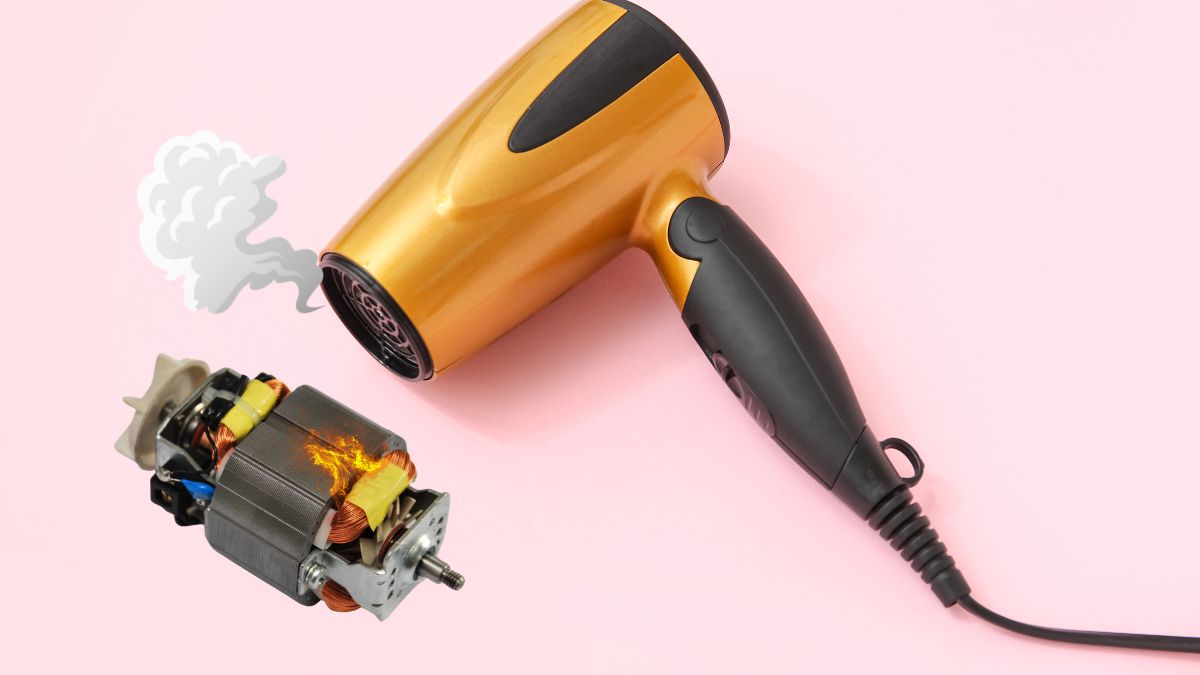 Máy sấy tóc có mùi khét do motor hoặc thanh nhiệt quá nóng