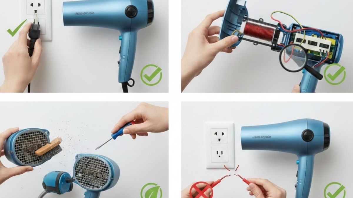 Cách sửa máy sấy tóc không nóng tại nhà an toàn
