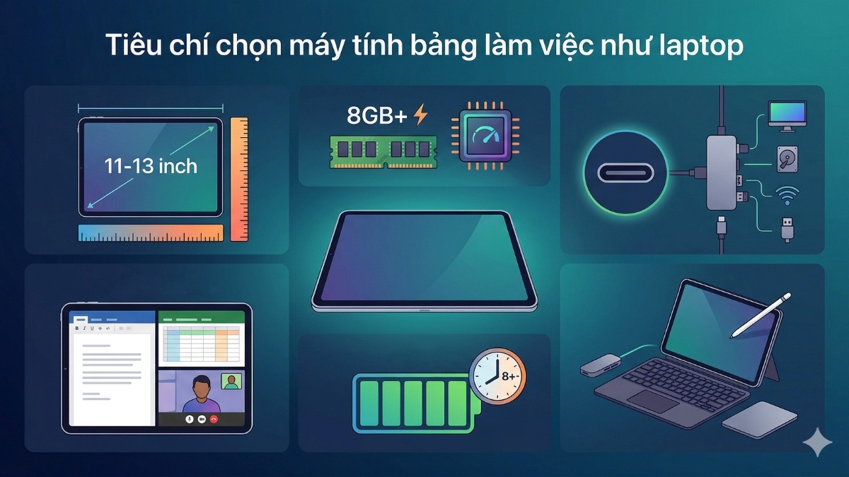 Tiêu chí chọn máy tính bảng làm việc