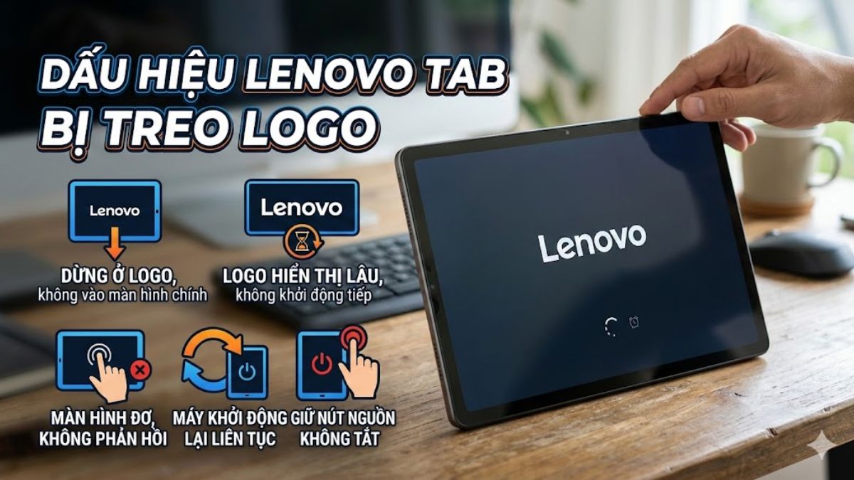 Dấu hiệu nhận biết máy tính bảng Lenovo bị treo logo