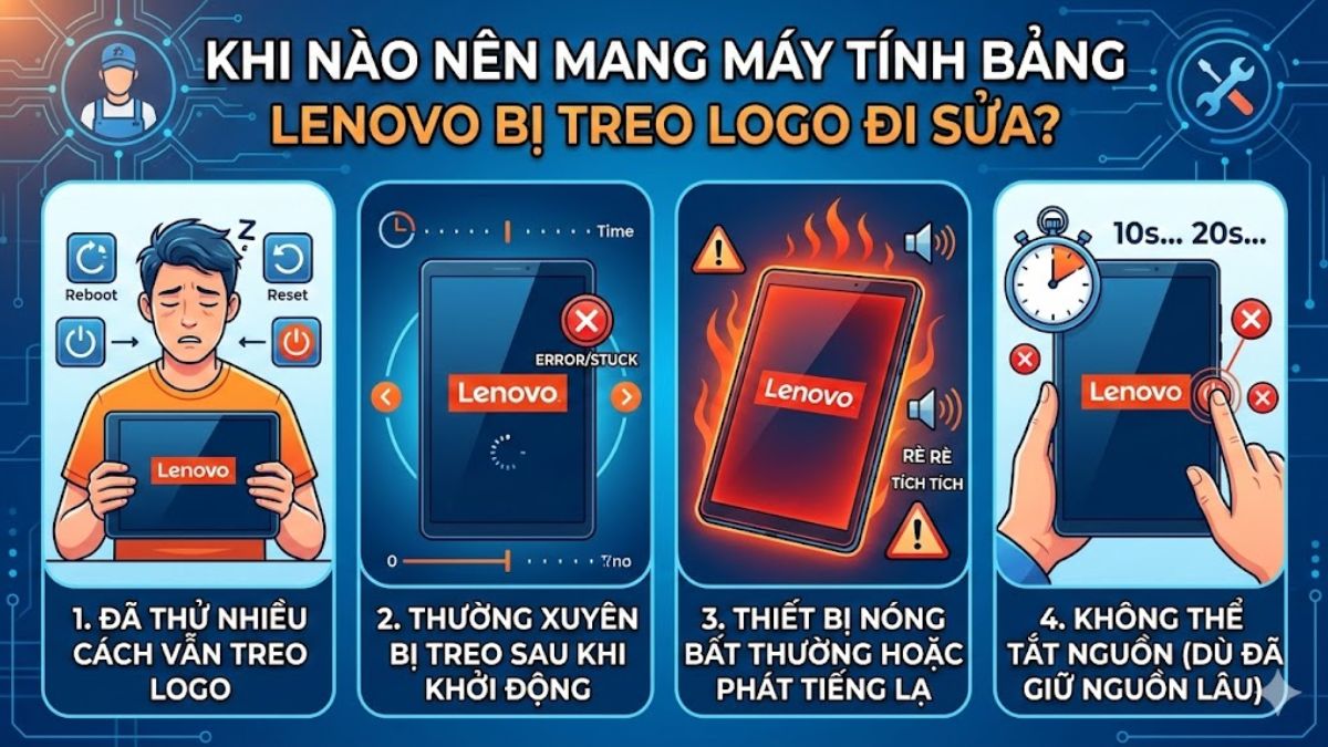Khi nào nên mang máy tính bảng Lenovo bị treo logo đi sửa?