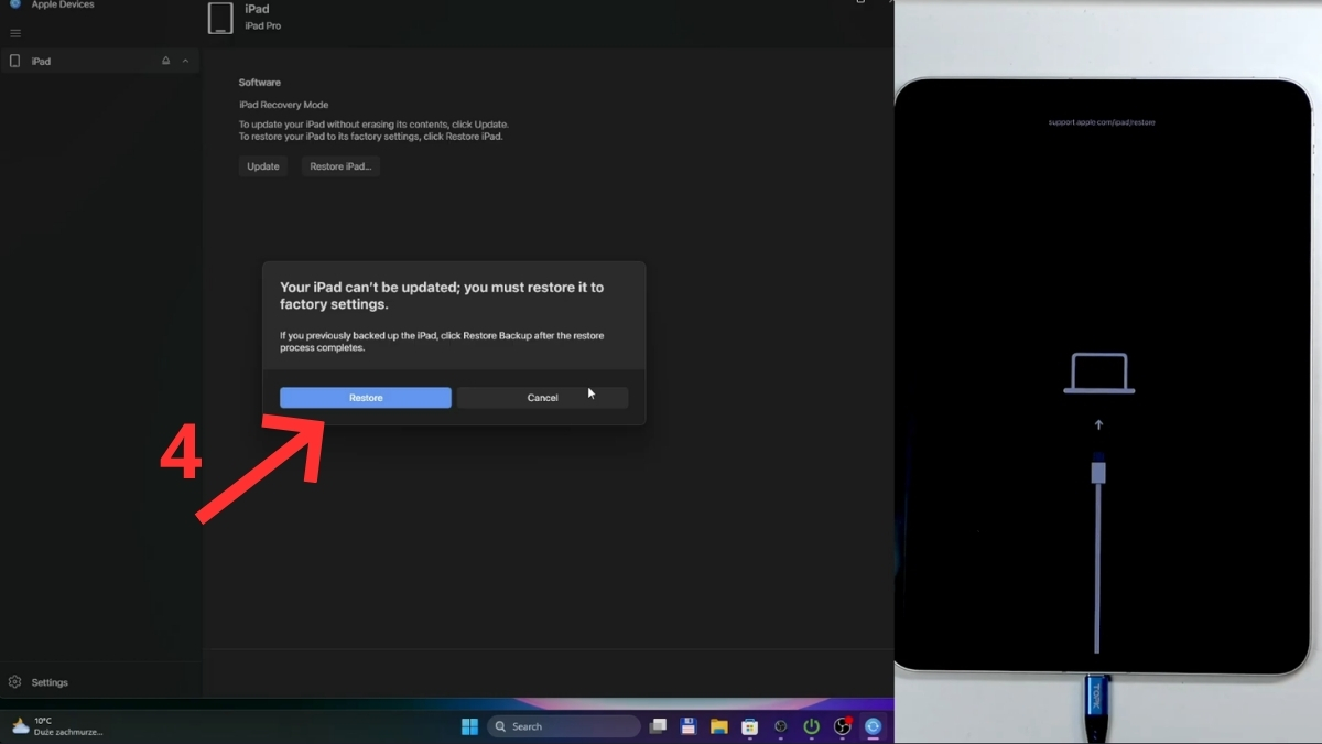 Chọn lệnh Restore