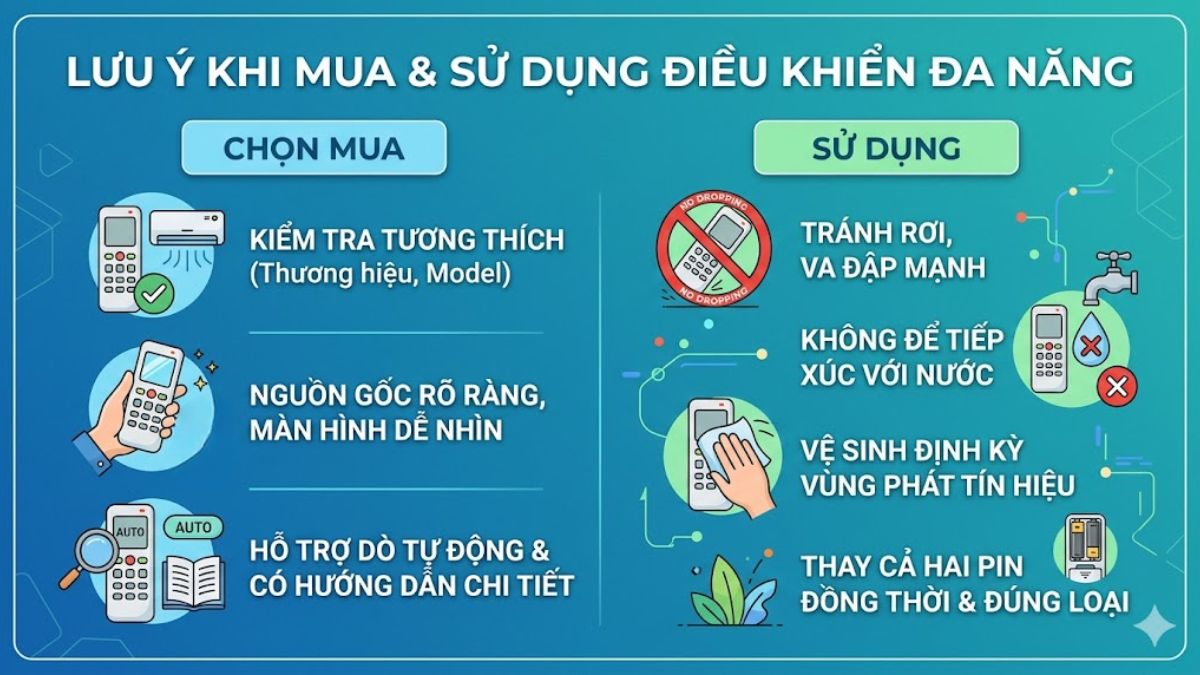 Lưu ý khi chọn mua và sử dụng điều khiển đa năng
