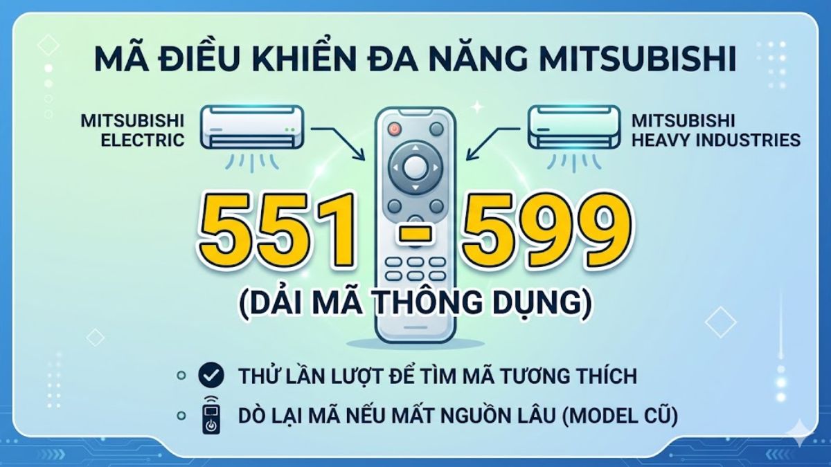 Mã điều khiển đa năng Mitsubishi