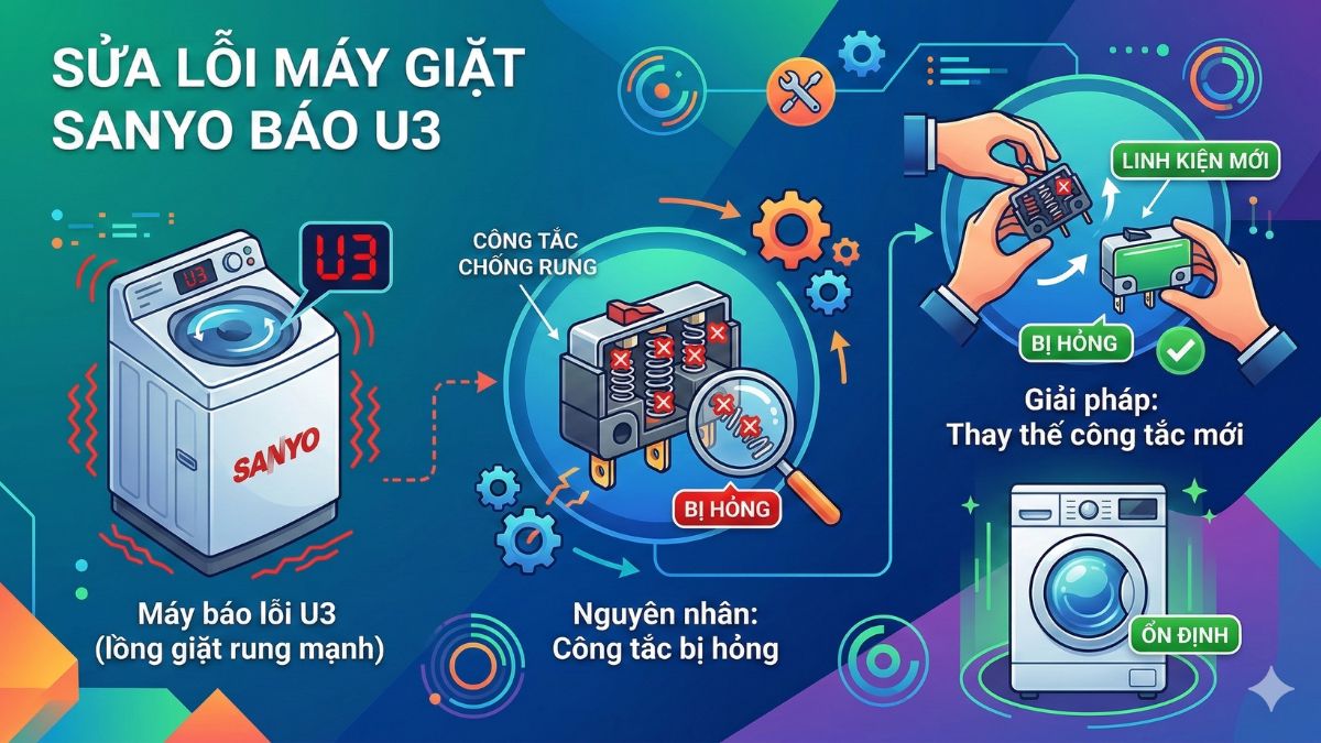 Công tắc chống rung bị hỏng