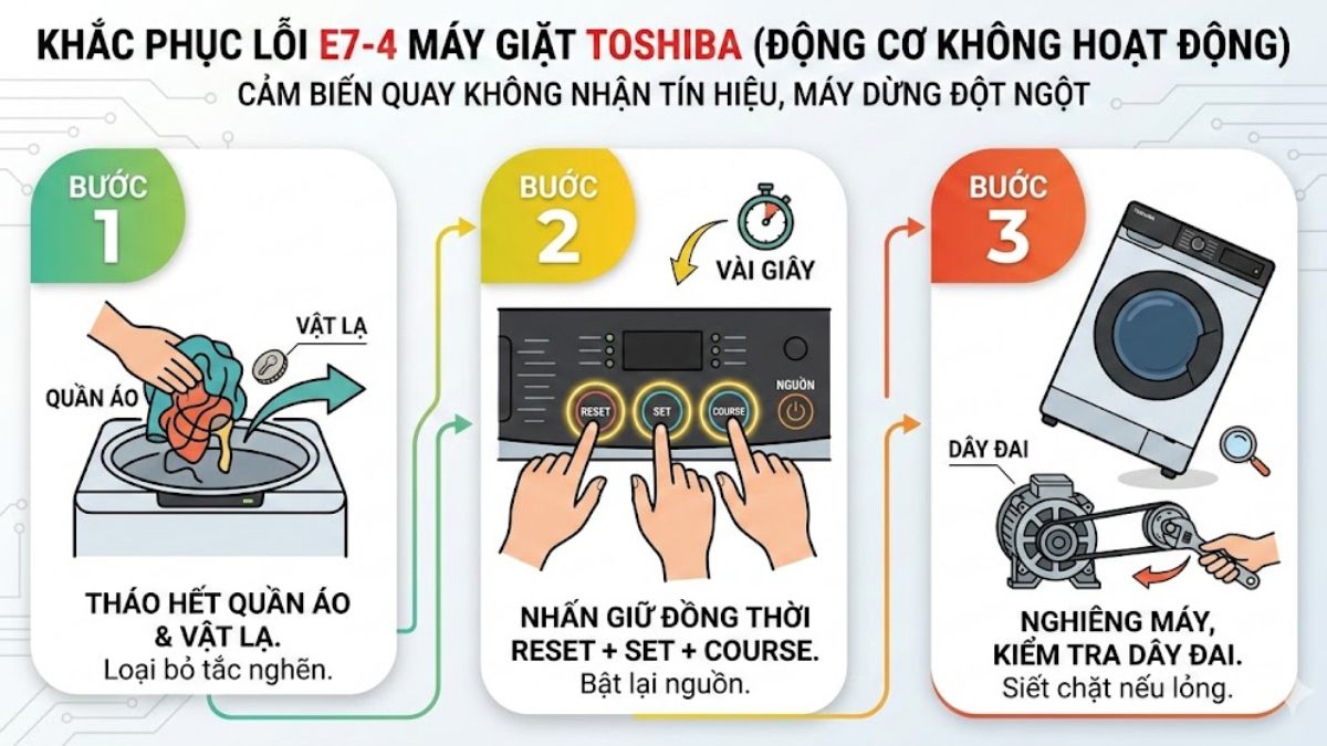 Động cơ máy giặt Toshiba không hoạt động