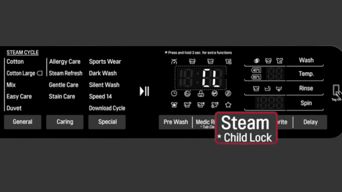 Cách kích hoạt chế độ khoá trẻ em máy giặt LG