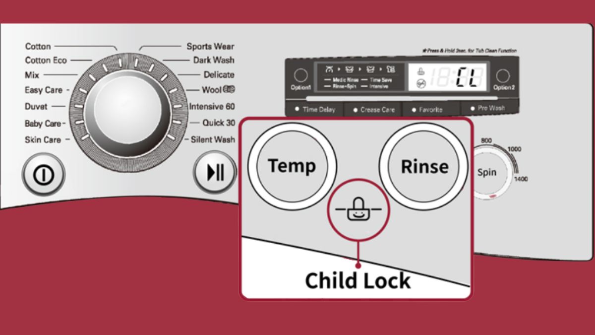 Nhấn giữ đồng thời hai phím Temp và Rinse