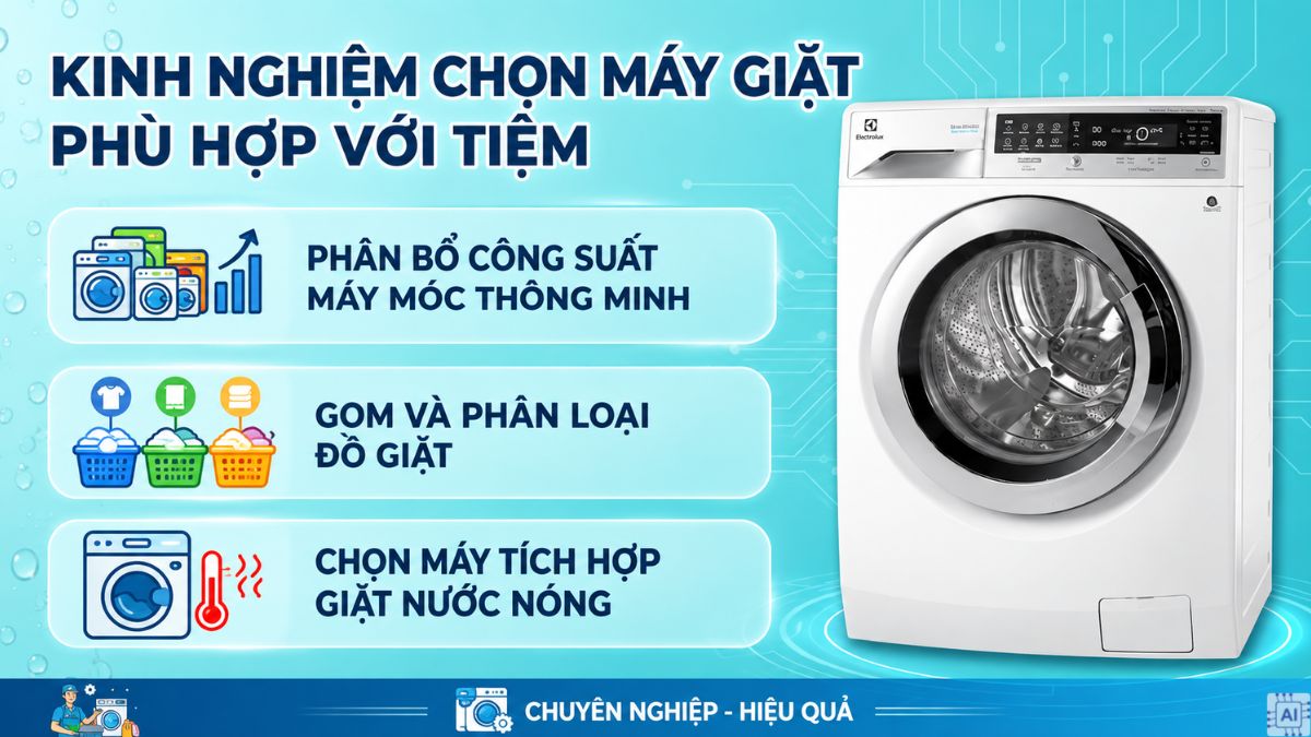 Kinh nghiệm chọn máy giặt phù hợp với tiệm