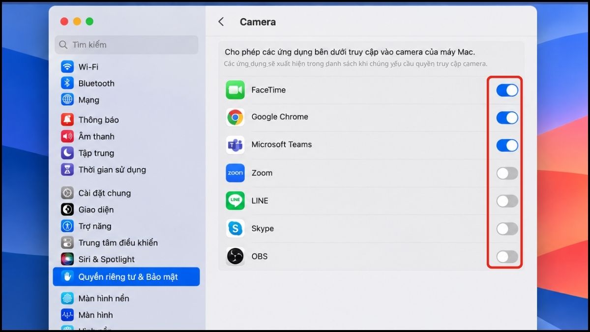 Cách bật và bảo mật camera trên MacBook Neo bước 5