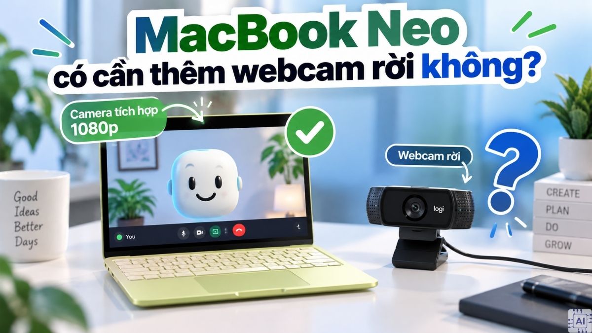 MacBook Neo có cần thêm webcam rời không?