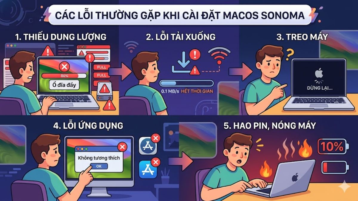Các lỗi thường gặp khi cài đặt macOS Sonoma