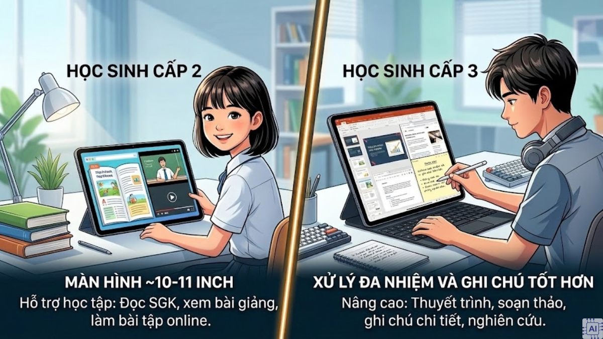 Máy tính bảng cho học sinh cấp 2 và cấp 3