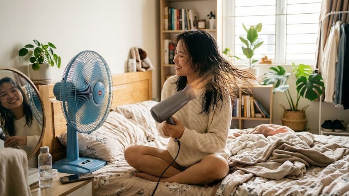 Nên sấy tóc bằng quạt hay máy sấy
