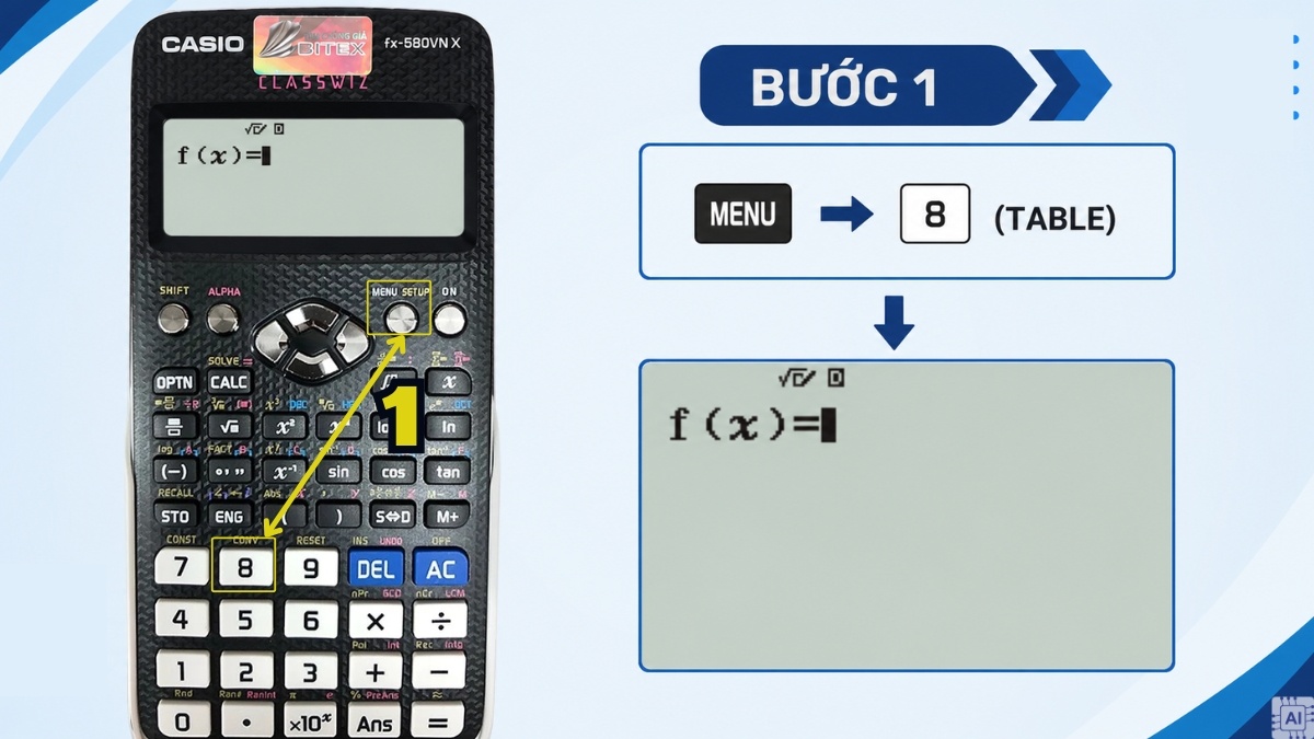Hướng dẫn chi tiết cách bấm MODE 8 trên Casio 580 