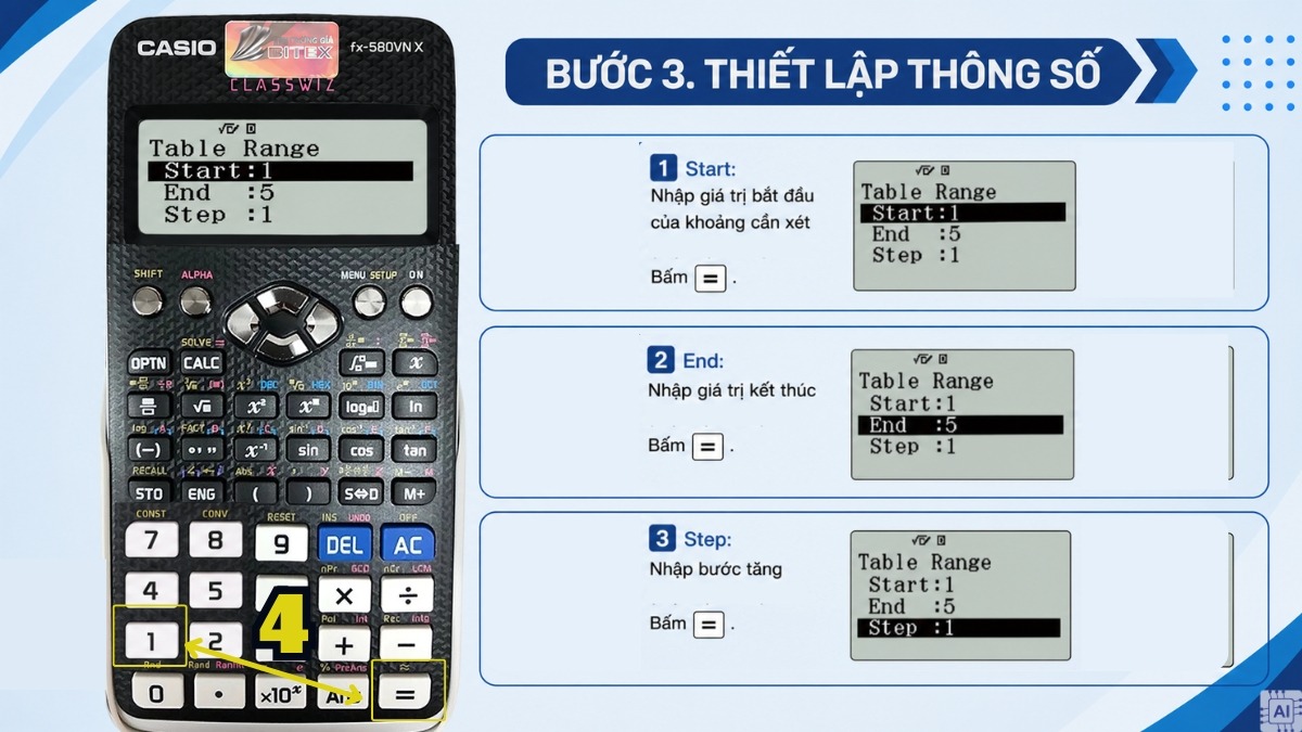 Thiết lập thông số