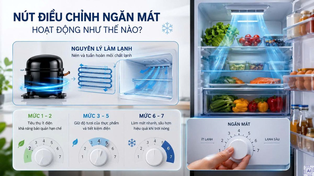 Nút điều chỉnh ngăn mát tủ lạnh