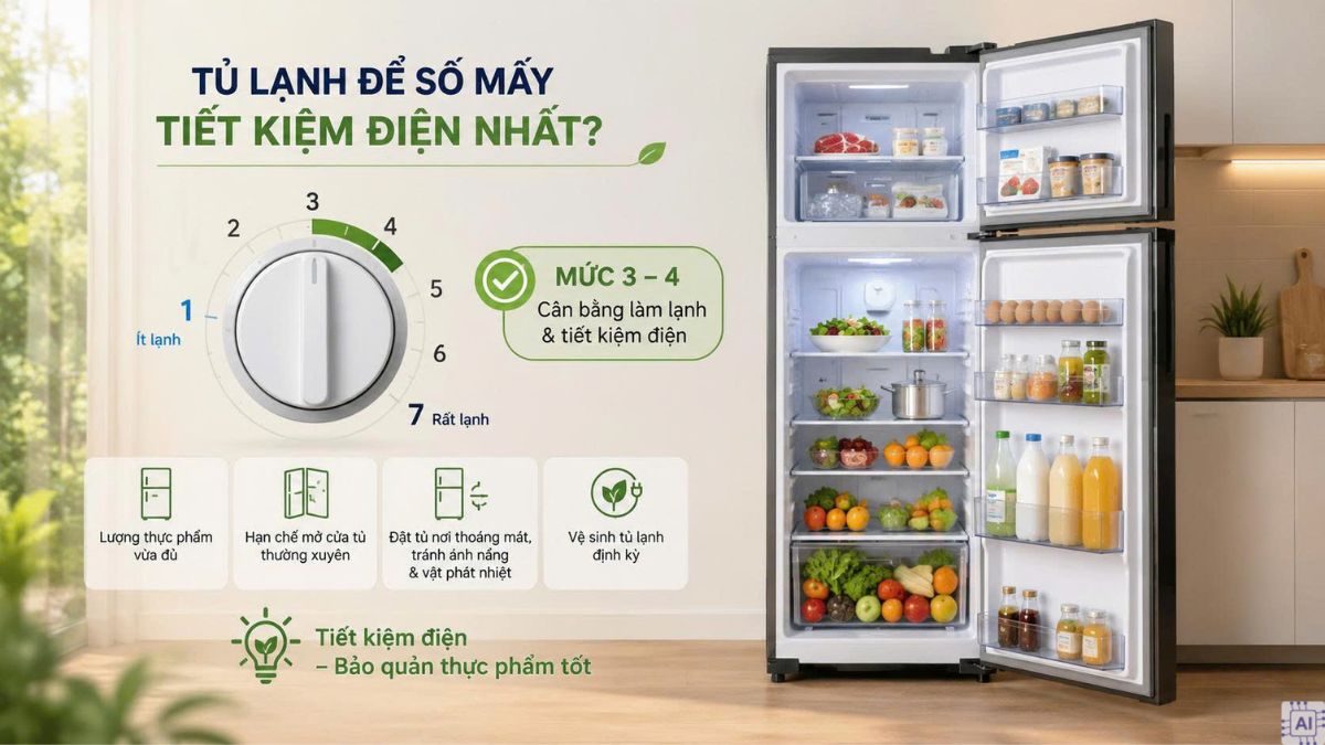 Tủ lạnh để số mấy là tiết kiệm điện nhất?