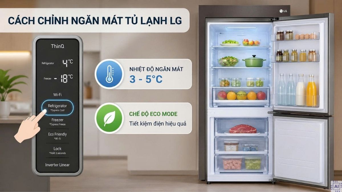 Cách chỉnh ngăn mát tủ lạnh LG