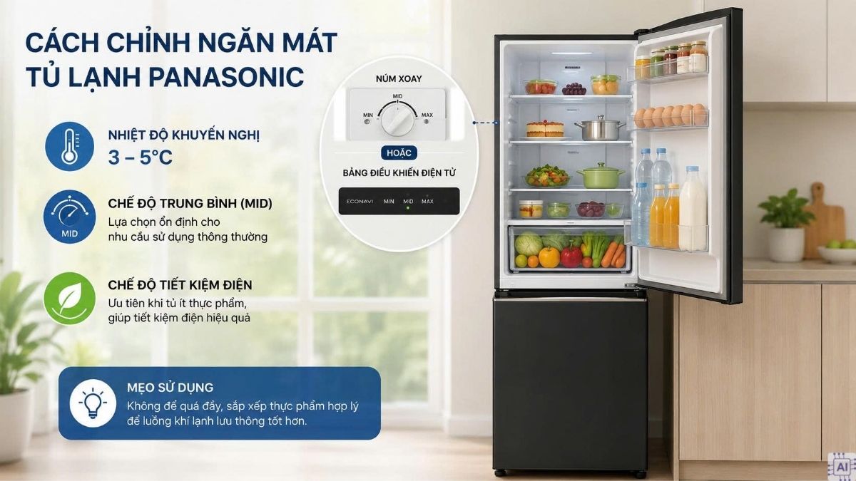 Cách chỉnh ngăn mát tủ lạnh Panasonic