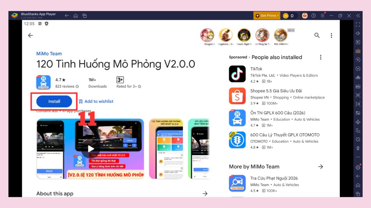 Nhấn nút cài đặt và chờ hệ thống tải về