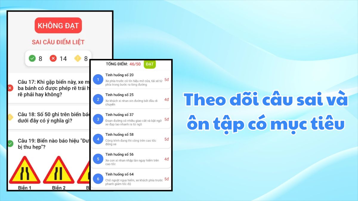Theo dõi câu sai và ôn tập có mục tiêu