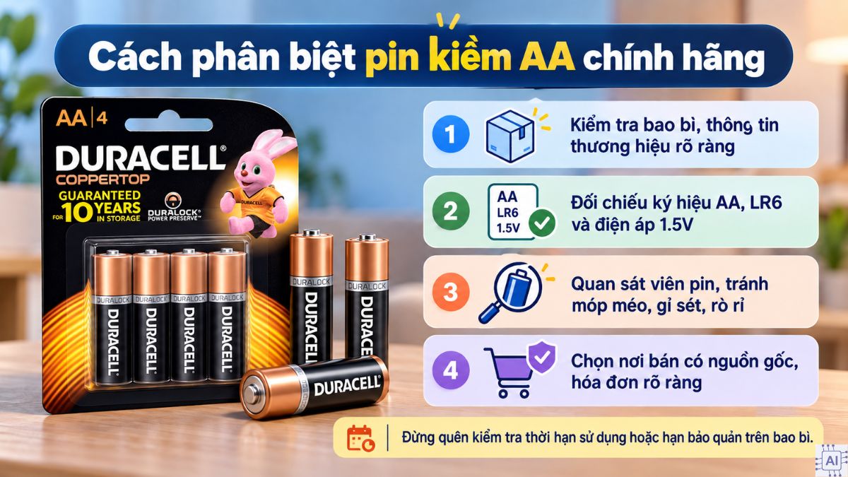 Cách phân biệt pin kiềm AA