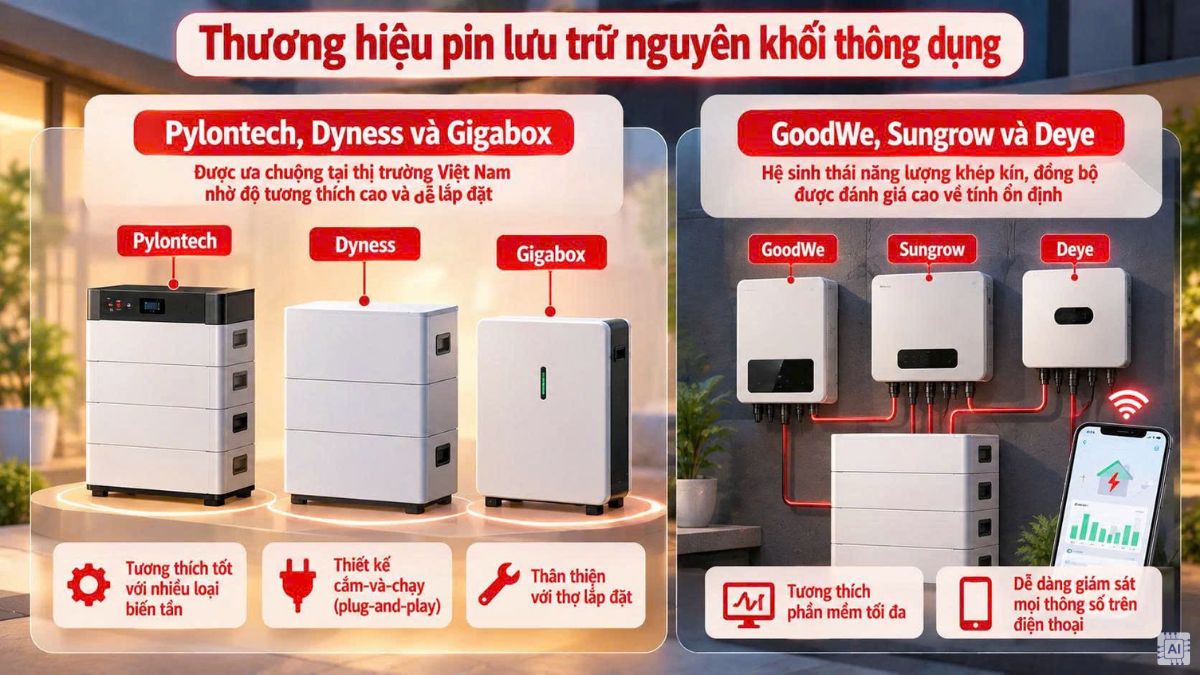 Thương hiệu pin lưu trữ nguyên khối thông dụng