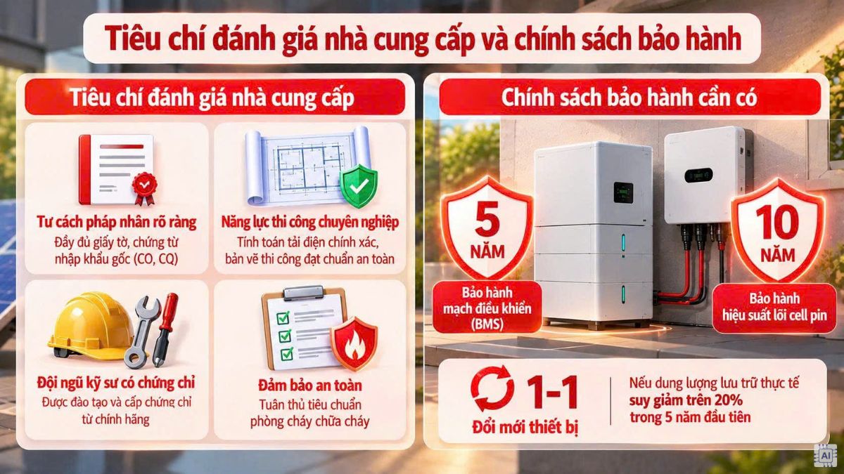 Tiêu chí đánh giá nhà cung cấp và chính sách bảo hành
