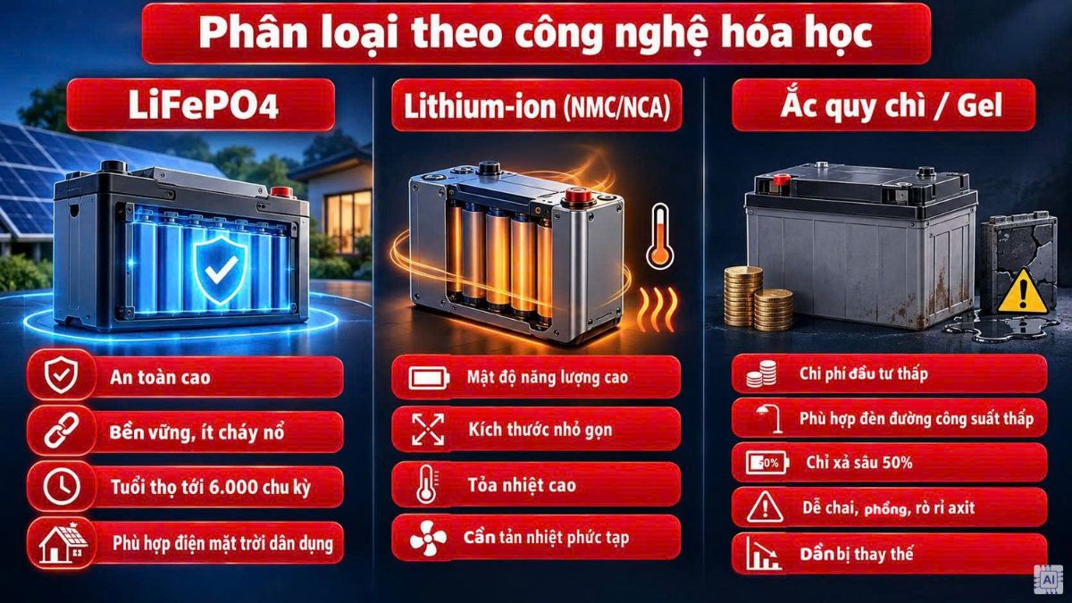 Các loại pin lưu trữ năng lượng mặt trời