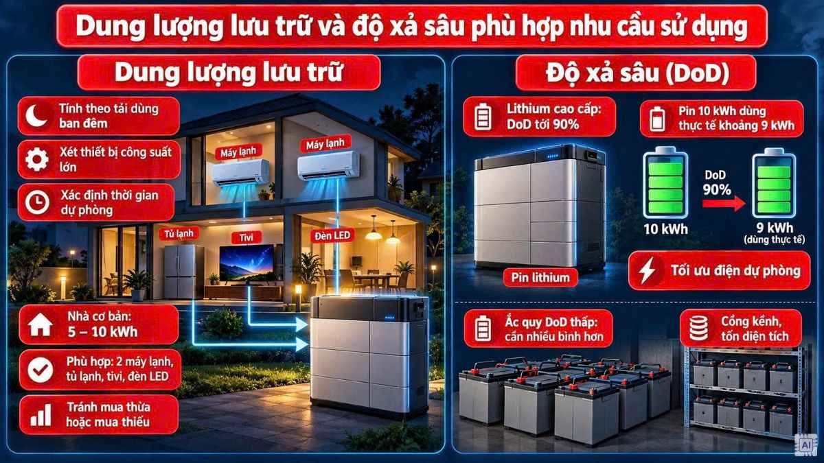 Tiêu chí chọn pin lưu trữ năng lượng mặt trời