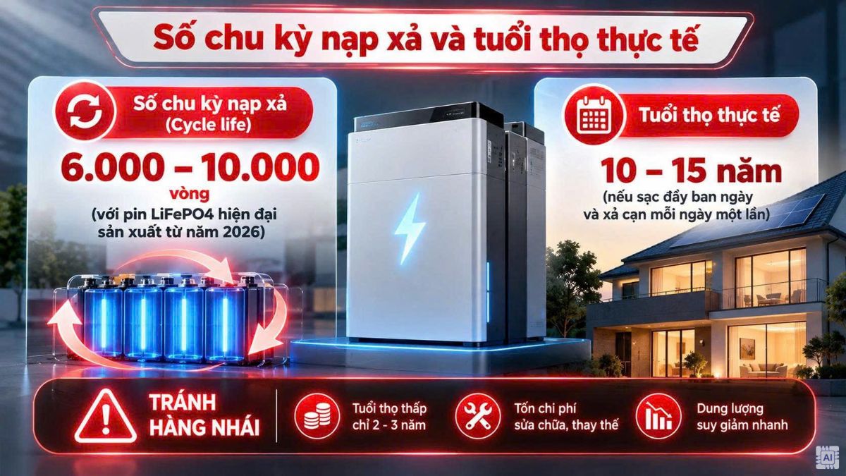 Số chu kỳ nạp xả và tuổi thọ thực tế