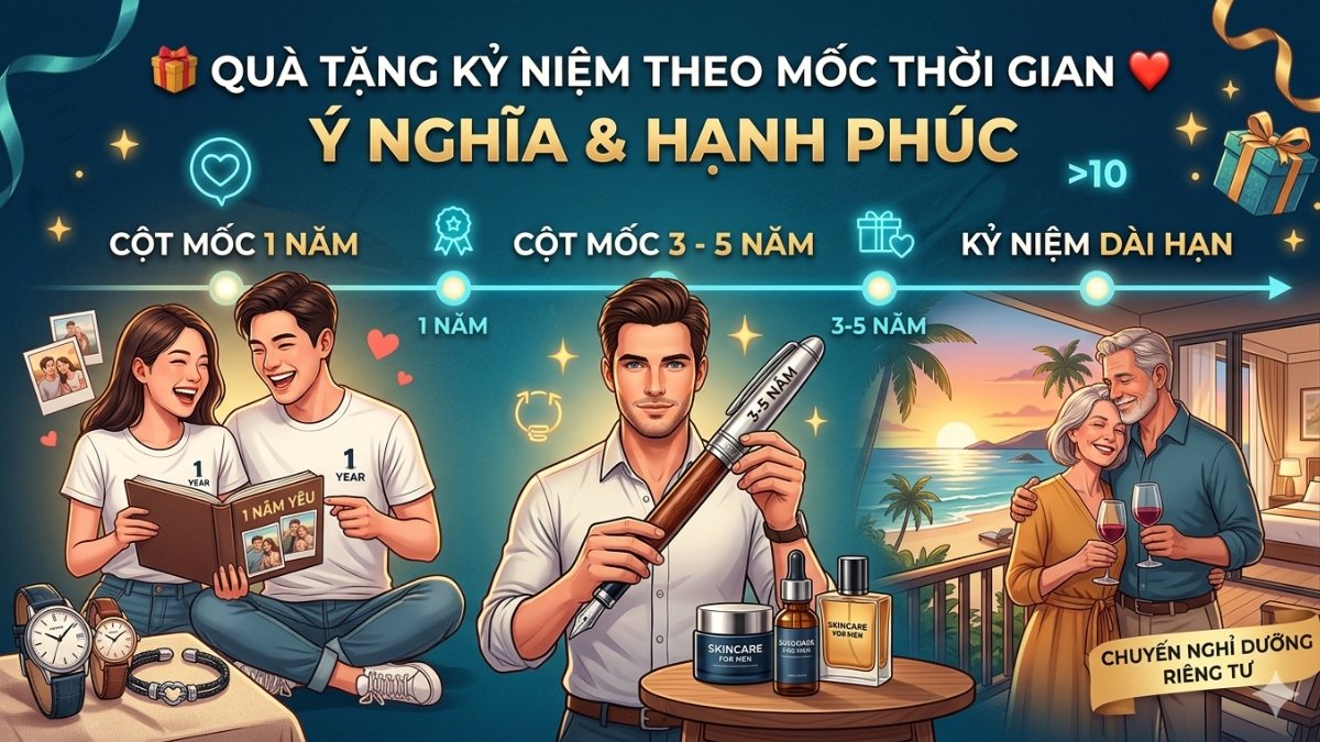 Quà tặng kỷ niệm yêu nhau theo cột mốc thời gian