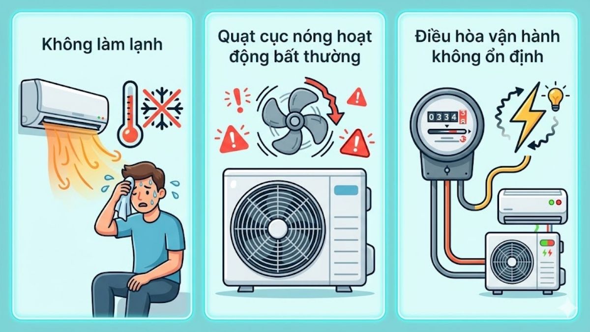 Dấu hiệu nhận biết cục nóng điều hòa hoạt động bất thường