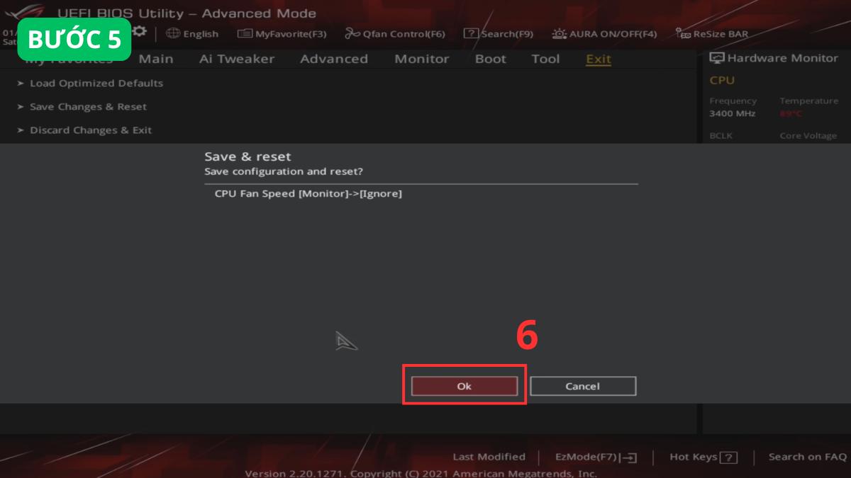 Nhấn OK để xác nhận
