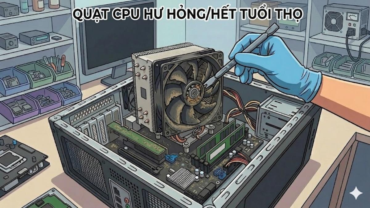 Quạt CPU bị hư hỏng hoặc hết tuổi thọ