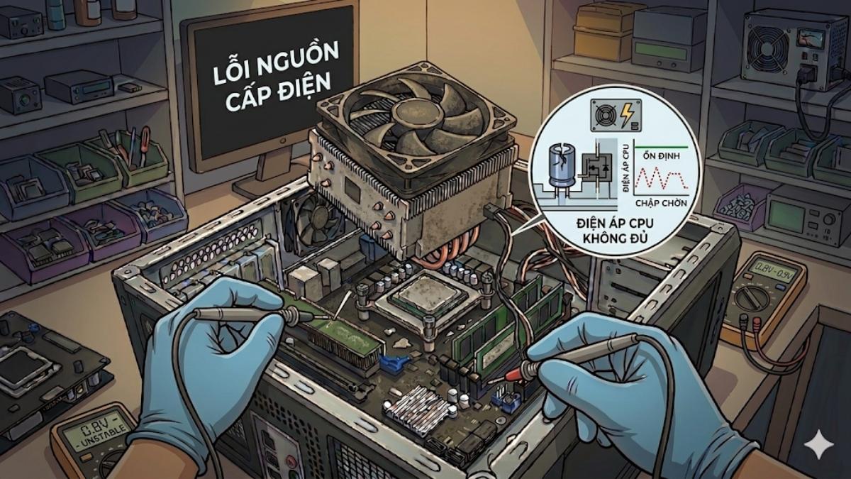 Bo mạch chủ hoặc nguồn điện không ổn định